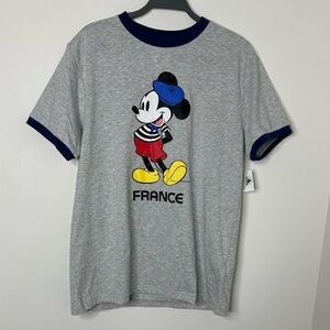 NEW Disney Gray Mickey Mouse Tee with Blue and Red Accents
